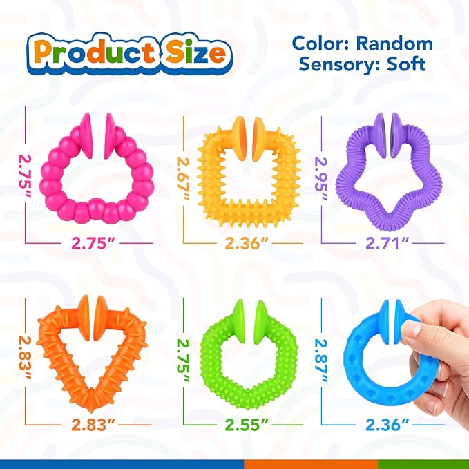 Richtim Bath Toys Toddlers Suction Toys: 6 Pack Colorful Textured Suction Toy for Baby Bathtime - Travel No Hole Bath Toy for Boys and Girls
