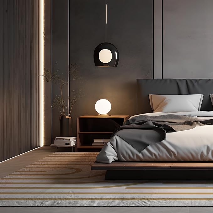 Washable 4x6 Minimalist Area Rug for Living Room, Tan White Modern Artistic Abstract Large Rug, Ultra Thin Low Pile Lightweight Soft Indoor Floor Carpet with Nonslip Backing for Bedroom Kids Play Room