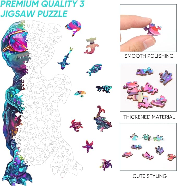 Wooden Puzzle for Adults, Ninja Turtle Wooden Jigsaw Puzzles(7.5 * 15.2in-200pcs), Beautiful Wooden Puzzle with Box Birthday Gifts for Adults and Kids Family Game