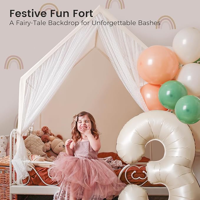 Tiny Land Kids Tent with Star Lights, Large Indoor Playhouse, 53" x 36" Play Tent for Girls and Boys, Use for Reading Nook, Playroom, Sleepover