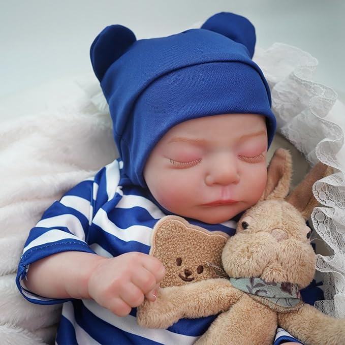 17" Lifelike Reborn Sleeping Baby Boy Doll Hardy, Realistic Newborn Baby Dolls, That Look Real for 3+ Year Old