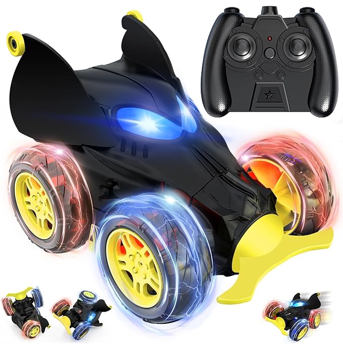 Remote Control Car for Boys - 360° Rotates and Flips 4WD Remote RC Stunt Cars for Kids, 2.4GHz USB Direct Charging with LED Lights Toy Car, Gift for Boy 3 4 5 6 7 8 9 10 11 13 Year Old