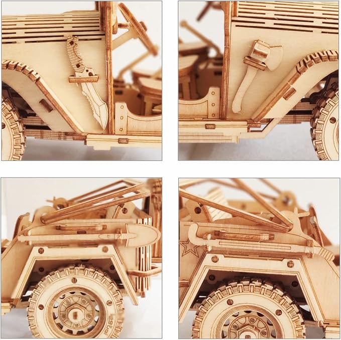 3D Wooden Puzzle - Wood Crafts Mechanical Off-Road Vehicle Building Model Kits - Wooden STEM DIY Brain Teaser Puzzle - Off-Road Vehicle Birthday Gifts for Adults and Teens Boys Girls