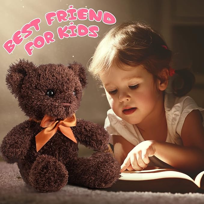 HyDren 8 Packs Cute Bear Stuffed Animals 12 Inch Soft Plush Stuffed Bears Plush Dolls with Bow Ties for Kids Boys Girls Baby Shower Birthday Party Gift Favors(Assorted Colors)