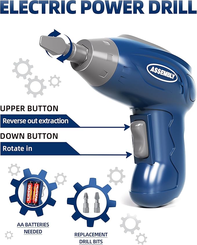 Deejoy Kids Tool Bench with Realistic and Electric Drill, Construction Workbench Toys for Toddlers 3-5, Toddler Bench Set for Boys & Girls Age 3-4 (with Work Clothes)