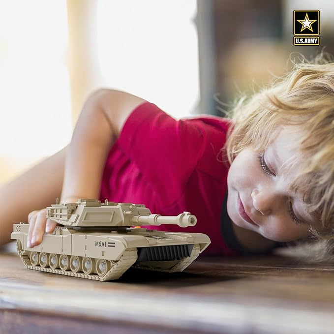 Lollipop U.S. Army Toy Friction Combat Tank with Lights and Sounds for Boys