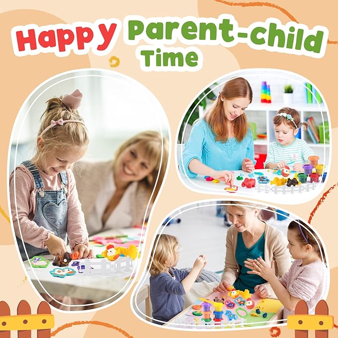 PLAY Farm Animals Clay Sets for Kids Ages 4-8, Color Dough Kit with Animal Molds, Non-Toxic & Safe Toys Gifts for Boys Girls 4-6