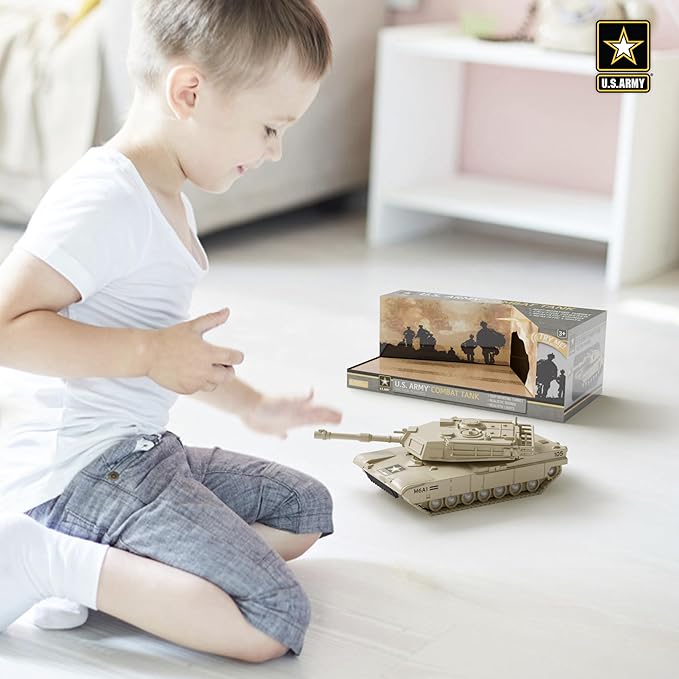 Lollipop U.S. Army Toy Friction Combat Tank with Lights and Sounds for Boys