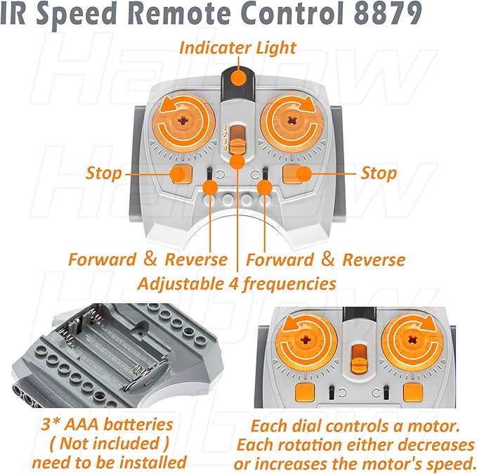 45Pcs Power-Function Technic-Parts Kit M/L/XL/Servo/Train-Motor IR Speed Remote Control Battery Box IR Receiver Extension Wire Light Cord Control Switch Compatible with Lego-Motor-Kit.