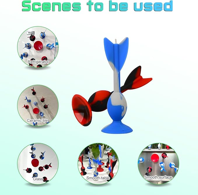 4.7 "Large Size 10 Pack Silicone Suction Colorful Darts with 1 Bullseye Sucker Sports Throwing Game Toy Set, Outdoor Indoor Game Sports