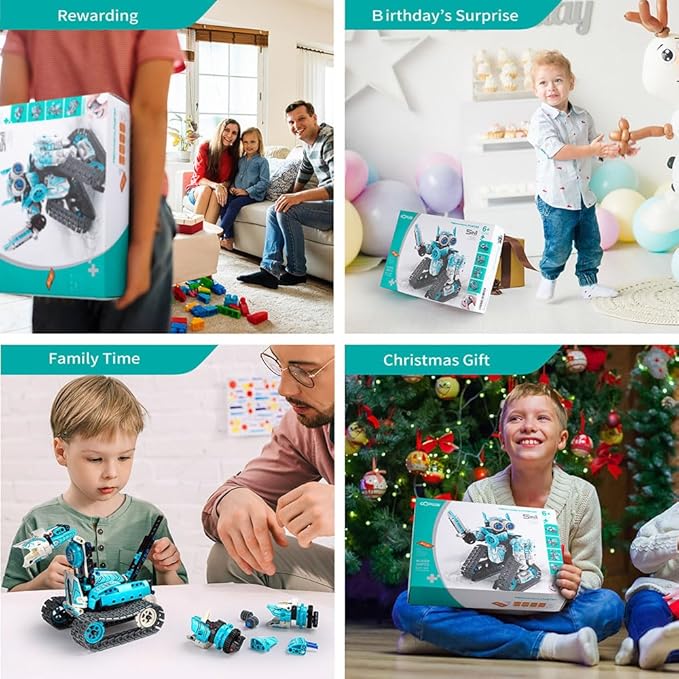 5 in 1 STEM RC Robot Building Kit, 398PCS APP & Remote Control Blocks DIY Engineering Robotics, Erector Science Set for Kids Age 6 7 8 9 10 11 12+, Educational Learn Toys Gift for Boys & Girls