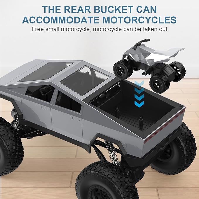 1:8 RC Car, Large Cyber Monster Truck Model 4WD with 2 Batteries and Dual Motors, LED Headlight,Off-Road RC Truck, 2.4GHz All Terrain Off Road Monster Truck for Boys Kids