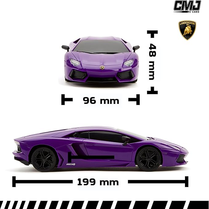 CMJ RC Cars Lamborghini LP700-4 Remote Control RC Car Officially Licensed 1:24 Scale Working Lights 2.4Ghz. Great Kids Play Toy Auto (Purple)