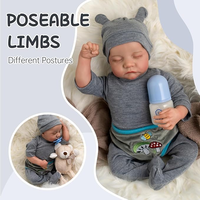 Jirachi Lifelike Reborn Baby Dolls Boy,18 Inch Soft Cloth Body Realistic Reborn Dolls That Look Real Adorable Sleeping Newborn Baby Dolls with Accessories for Kids Age 3+