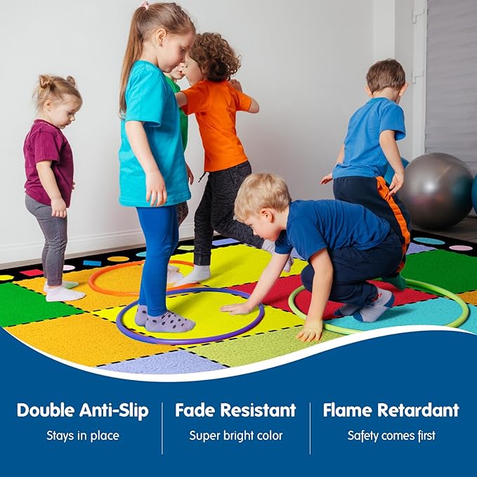 Booooom Jackson Classroom Rug Large Colorful Classroom Carpet with Non-Slip Backing, 10'4''x13' Children's School Seating Rug Elementary