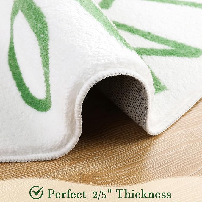 Topotdor Round Kids Play Rug Alphabet Nursery Area Rug Extra Large Soft Crawling Play Mat for Children Toddlers Bedroom (47 inch, Green/White)