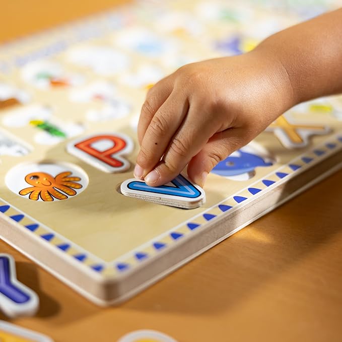 Melissa & Doug Wooden Alphabet Sound Puzzle - Wooden Puzzle with Sound Effects (26 pcs) - FSC Certified