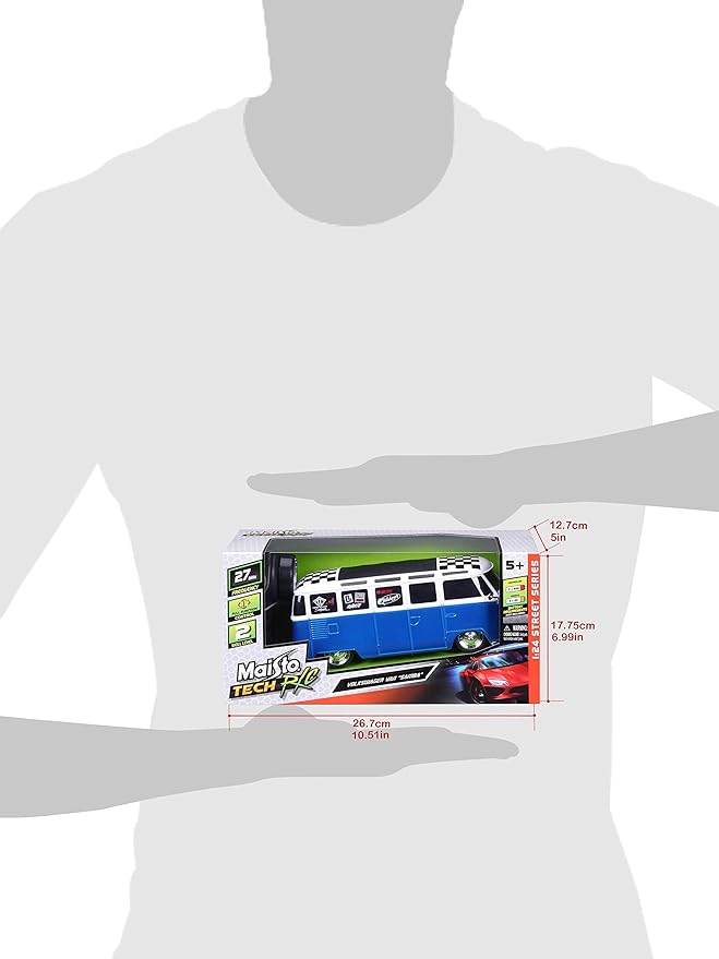 Maisto 1:24 RC VW Van Samba 2.4GHZ Remote Control Vehicle, White/Blue (81529-00000009)