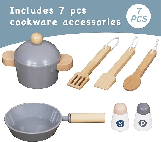 Toy Kitchen Playset for Kids, Electronic Play Stove with Light&Sounds, Pretend Play Cooking Toys Kitchen Set with Cookware Accessories,Toddlers Kitchens Toys Festival Gift for 3+ Year Old Boys Girls