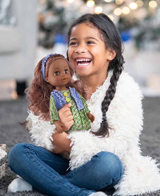 GAGAKU Black Doll for Girls, 14" Black Dolls Set for Toddlers Kids 1 2 3 4 5 6 Years Old, Black Girl Baby Doll with Hair to Comb, Including Doll Dress Clothes Outfits Hair Accessories