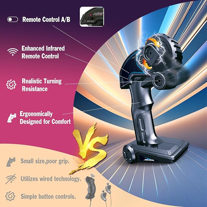 Slot Car Race Track Sets Electric Remote Control Car Track Racing Game Rechargable Magnetic Cars Racing with Hand Controllers Circular Overpass Track Toys for Boys Kids Age 6 7 8-12