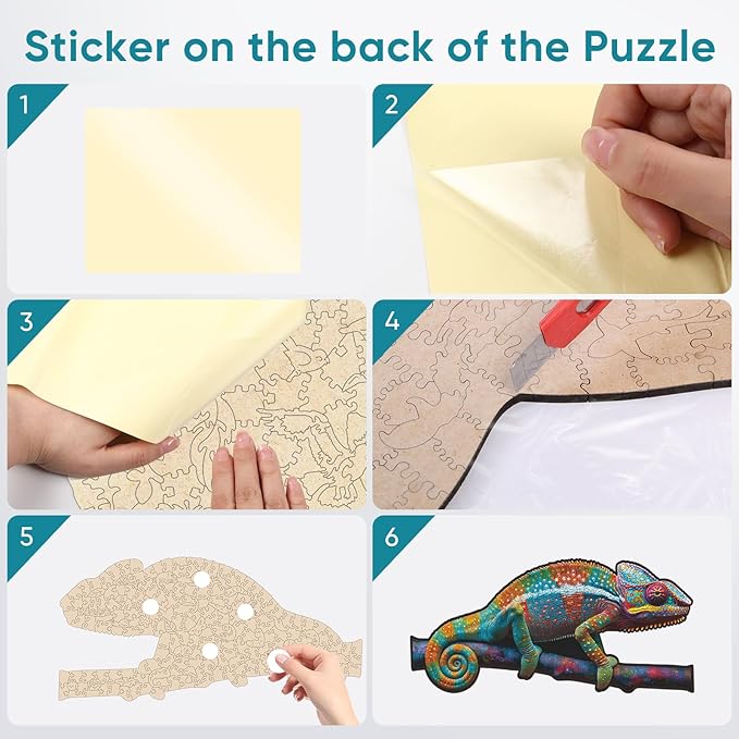 Wooden Puzzles for Adults, Chameleon Jigsaw Puzzles 500 Piece, Unique Shape Puzzles for Adults and Kids, Fun Challenging Puzzles Family Game Gift, 23.5 x 11.47 Inches
