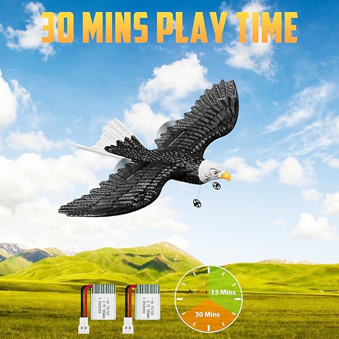 HAWK'S WORK RC Eagle, 2 CH RC Plane Ready to Fly, 2.4GHz Remote Control Airplane, Easy to Fly RC Glider for Kids & Beginners