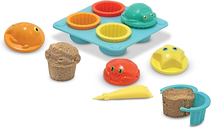 Melissa & Doug Sunny Patch Seaside Sidekicks Sand Cupcake Play Set - Toddler Beach Toys, Outdoor Toys For Sandbox, Sand Toys For Toddlers And Kids Ages 3+