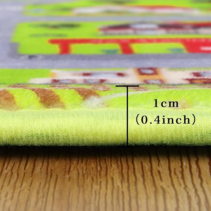 Kids Play Rug 5x7 Kids Carpet for Playroom Toddler City Traffic Road Mat Area Rug Soft Non Slip Fun Carpet for Kids Children Nursery Playroom Classroom City Pretend Play Educational Rug Grey