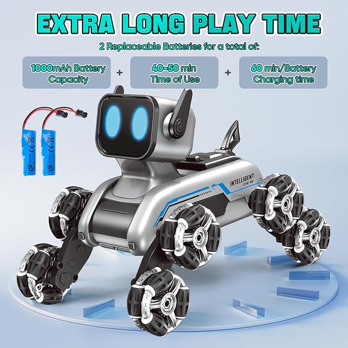 Remote Control Robot Dog Toy for Kids,2.4Ghz 8WD Gesture Sensing Stunt Rc Cars with Music & Light,Children Birthday Gift for 6 7 8 9 10 11 12 Years Old Boys
