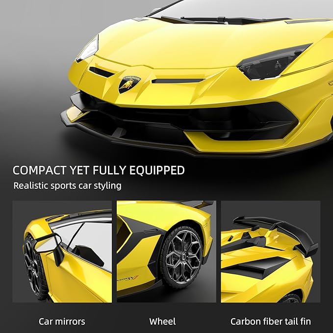 Lamborghini Remote Control Car, 1:24 Scale Electric Sport Racing Hobby Toy Car Lamborghini Model Vehicle for Boys Girls Birthday Gifts, Yellow