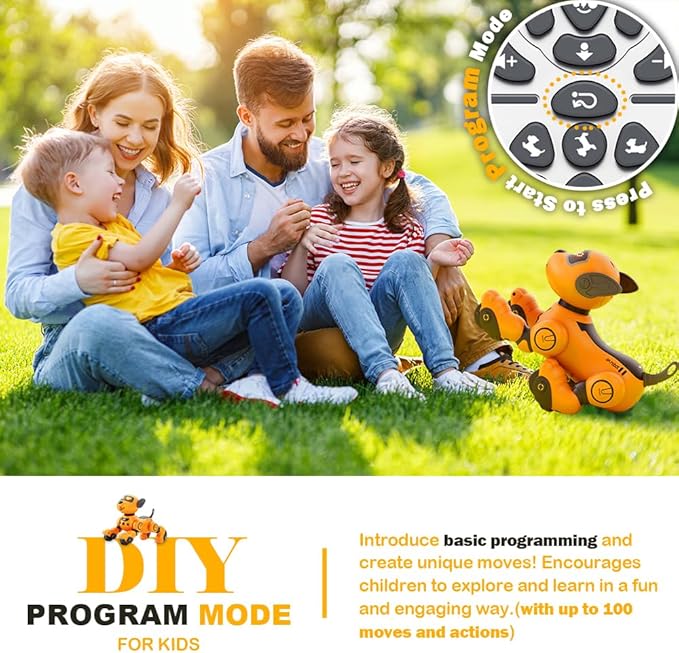 VATOS Robot Dog Toy for Kids, Voice & 2.4GHz Remote Control Robot Pet with Interactive Touch Sensors, Over 20+ Responses, Program Mode, Robotic Puppy Toy for Kids Boys & Girls