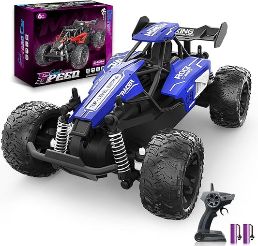 Carox 1:16 Scale RC Car for Kids, 2.4GHz High-Speed Electric Monster Truck, 20km/h, Dual 1000mAh Rechargeable Batteries, All-Terrain Tires, Shock Absorbing Suspension, Ideal Gift for Boys Aged 6-12