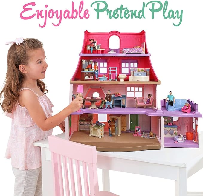 Sweet Li'l Family Dollhouse People Set of 9 Action Figure Set - Grandpa, Grandma, Mom, Dad, Sister, Brother, Toddler, Twin Boy & Girl