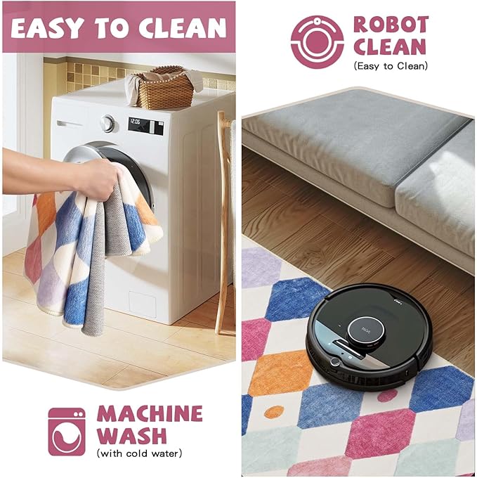 jinchan Area Rug 5x7 Kids Washable Indoor Floor Cover Non Slip Modern Soft Rug Living Room Diamond Carpet Holiday Decor for Nursery Dining Room Bedroom Berries on Cream