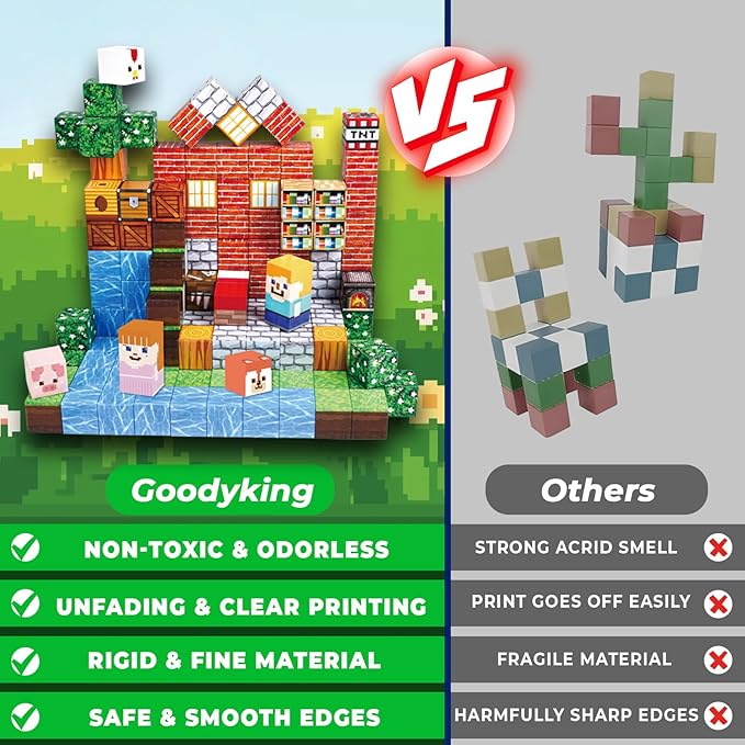 Goody King Magnetic Building Blocks|150PCS Magnetic Building Cube Game, Constructions Toys for Boys & Girls Age 3-4,5-8 9 10,STEM Montessori Stacking Toy, Sensory Tiles Birthday for Toddlers