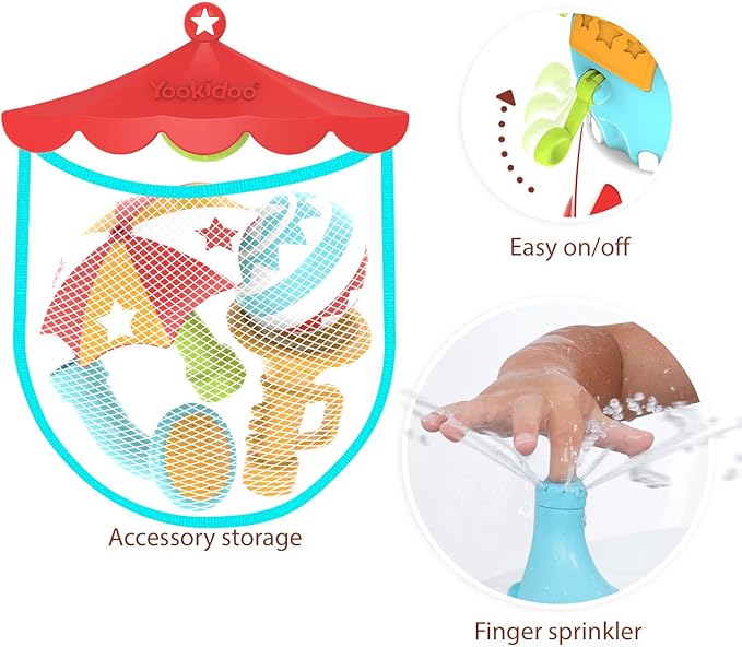 Yookidoo Baby Bath Elephant Sprayer Toy Set -EleFountain Sprinkler Water Show - Features 3 Spouts w/ Different Spray Patterns -Fun STEM Based Toy for Bath Time - Great for Boys & Girls Ages 18 Months+