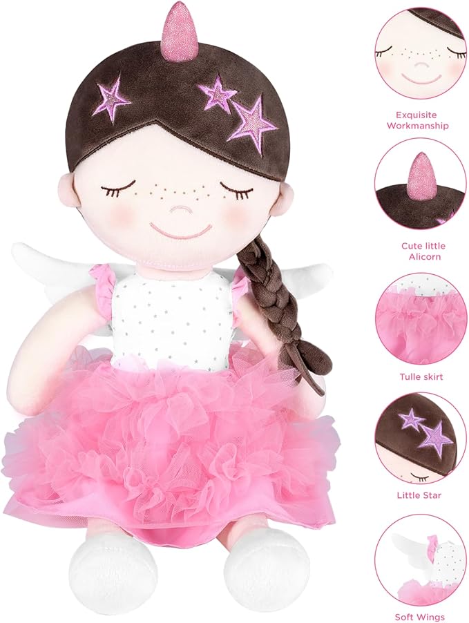 Soft Baby Doll Toys (16'') for Girls, My First Baby Rag Dolls for 1 Year Old Girl Birthday Gift Plush Doll Toys Machine Washable Baby Doll for Toddler Kids Infants - Star Princess