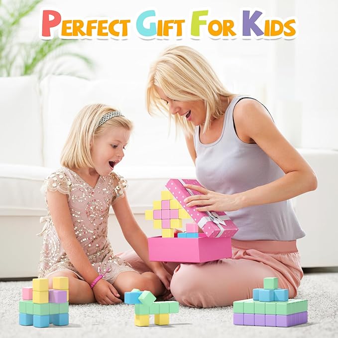 45PCS Magnetic Blocks Toddler Toys, Magnetic Building Blocks Magnet Toys for Kids Ages 1-3 3-5 4-8, Sensory Montessori Magnet Cubes Classroom Must Haves for Boys Girls Age 2-4