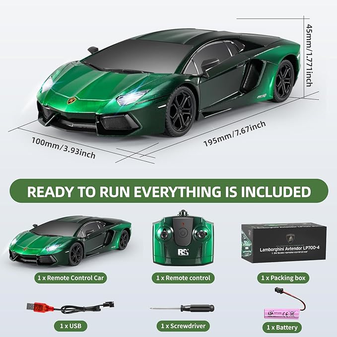 MIEBELY Lamboghini RC Car - 1:24 Scale Lambo Toy Car 3.7V 500mAh, LP700 Fast Remote Control Car for Boys 8-12, Rc Race Car Model Birthday Gifts for Kids Adults Boys Girls Age 6-12 Year Old