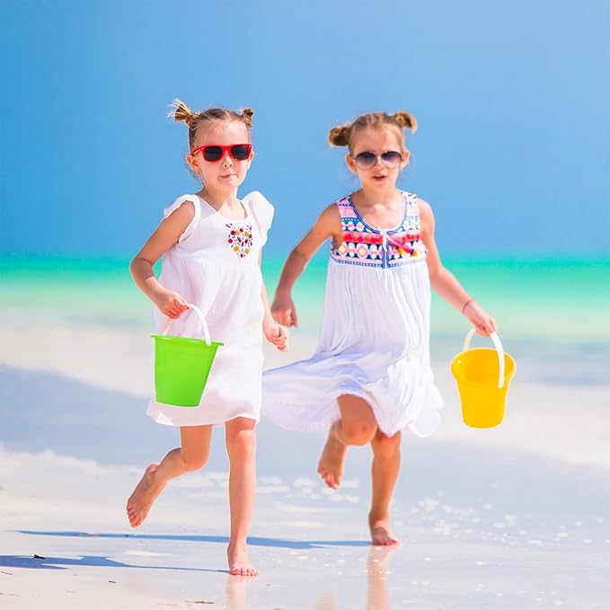 12 Sets 5.5" Sand Buckets and Shovels for Kids Bulk (12 Pack) Small Beach Bucket for Summer Outdoor Sand Toys, Party Favors, Basket Stuffers, End of Year Student Gifts from Teacher