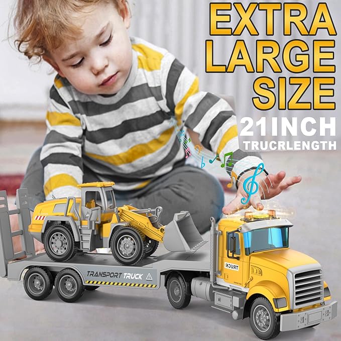 Carrier Vehicle Truck Toys for Kids, Includes Carrier Car and Bulldozer Truck, Cars Toy Birthday Gift for 3+ Years Old Boys and Girls