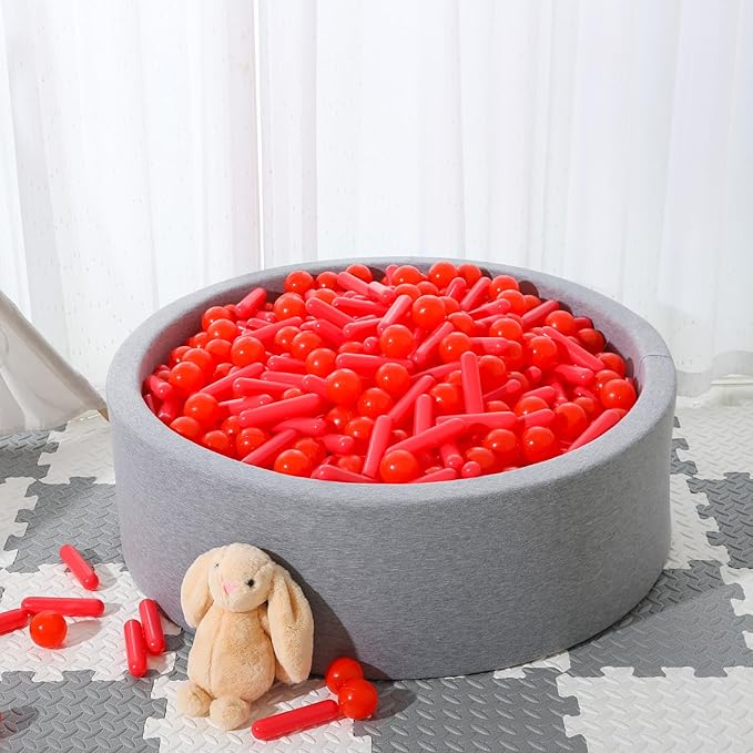 STARBOLO Ball Pit Balls for Kids- 120pcs Crush Proof Plastic Toy Balls for Toddler Ball Pit, Ball Pit Play Tent, Baby Pool Water Toys, Party Decoration, Photo Props (Red)