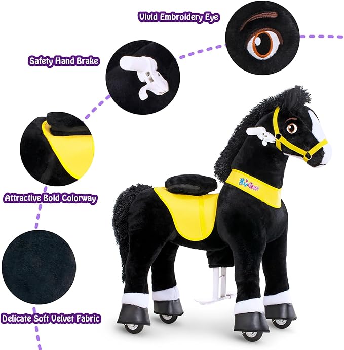 PonyCycle Pony Cycle 4-7 Ride on Pony Toy Spring Rocking Horse Riding Toy Essential Model E (35.4" Height/Size 4) Horse Rider Ride on Toys Bouncy Animals Toddlers Spirit Riding Horse Black E438
