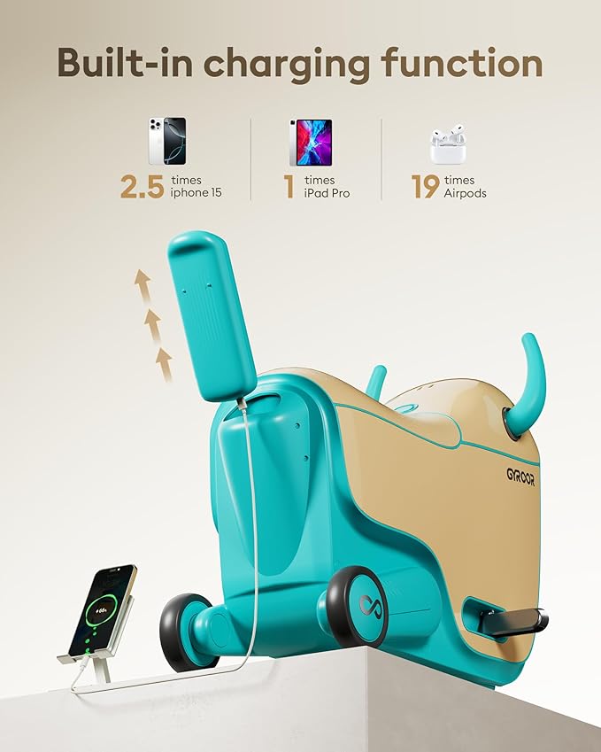 Gyroor GNU Kids Electric Ride-On Car with Flashing Wheels, Adjustable Speeds and 14L Storage, Electric Vehicles for Kids Aged 4-9 Years, 2-in-1 Ride-On and Storage, for Indoor, Outdoor, and Travel Use