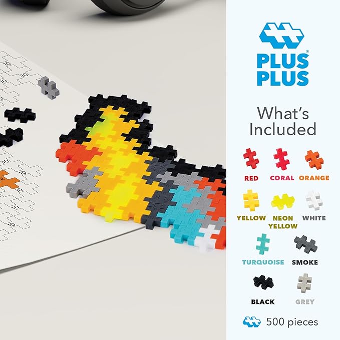 Plus Plus Puzzle By Number, 500 Piece Mini Interlocking Hashtag Color Blocks, 3D Pixel Art Kit for Kids - Outer Space