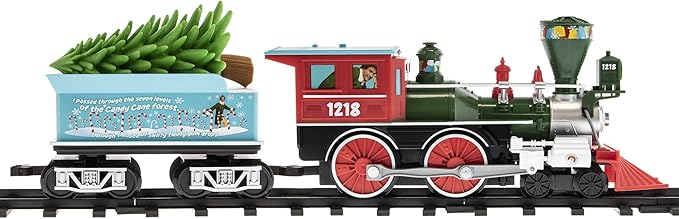 Lionel Battery-Operated Elf Toy Train Set with Locomotive, Train Cars, Track & Remote with Authentic Train Sounds, & Lights for Kids 4+