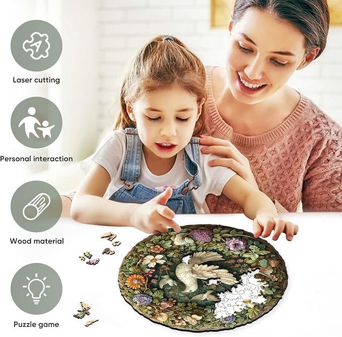 Retro Pigeon Dove 200 Pieces Wooden Jigsaw Puzzles for Adults with Unique Irregular Shape Fun Challenging Bird Puzzles for Kids and Couples on Birthday,Children’s Day,Christmas11.2 x11.2