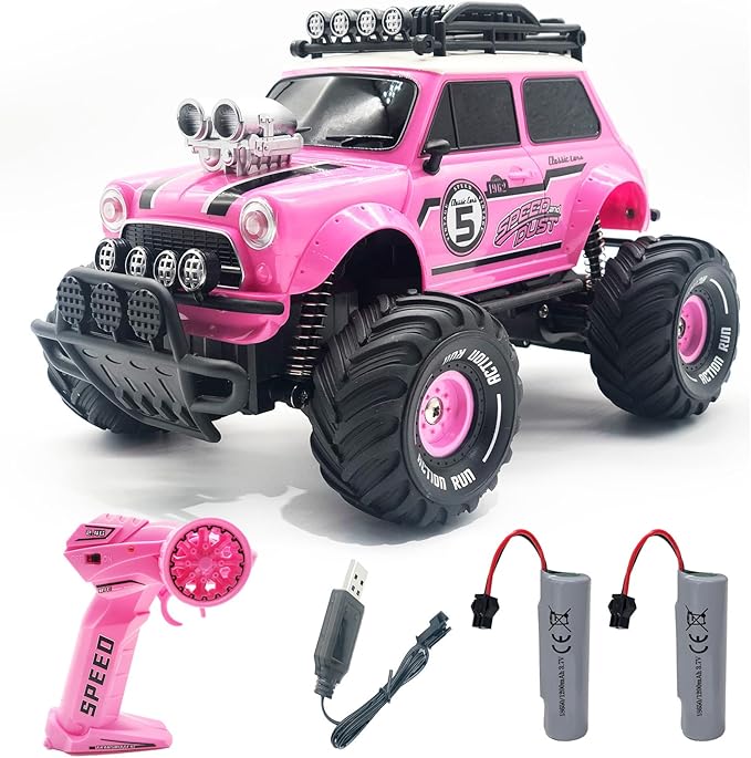 10Leccion Remote Control Car, Pink RC Truck With Two Rechargeable Batteries, Toys for 3-8 Year Old Girls, Birthday Ideas