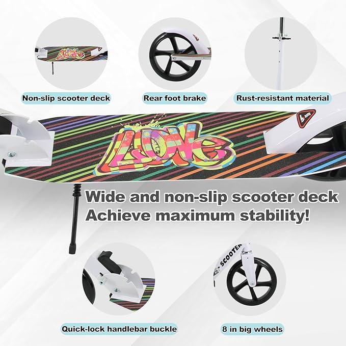 TEMBOOM Scooter Kids Scooters for Kids 6+&Adult,for Kids, Adjustable Handlebar, Foldable Scooter for Kids, Teen